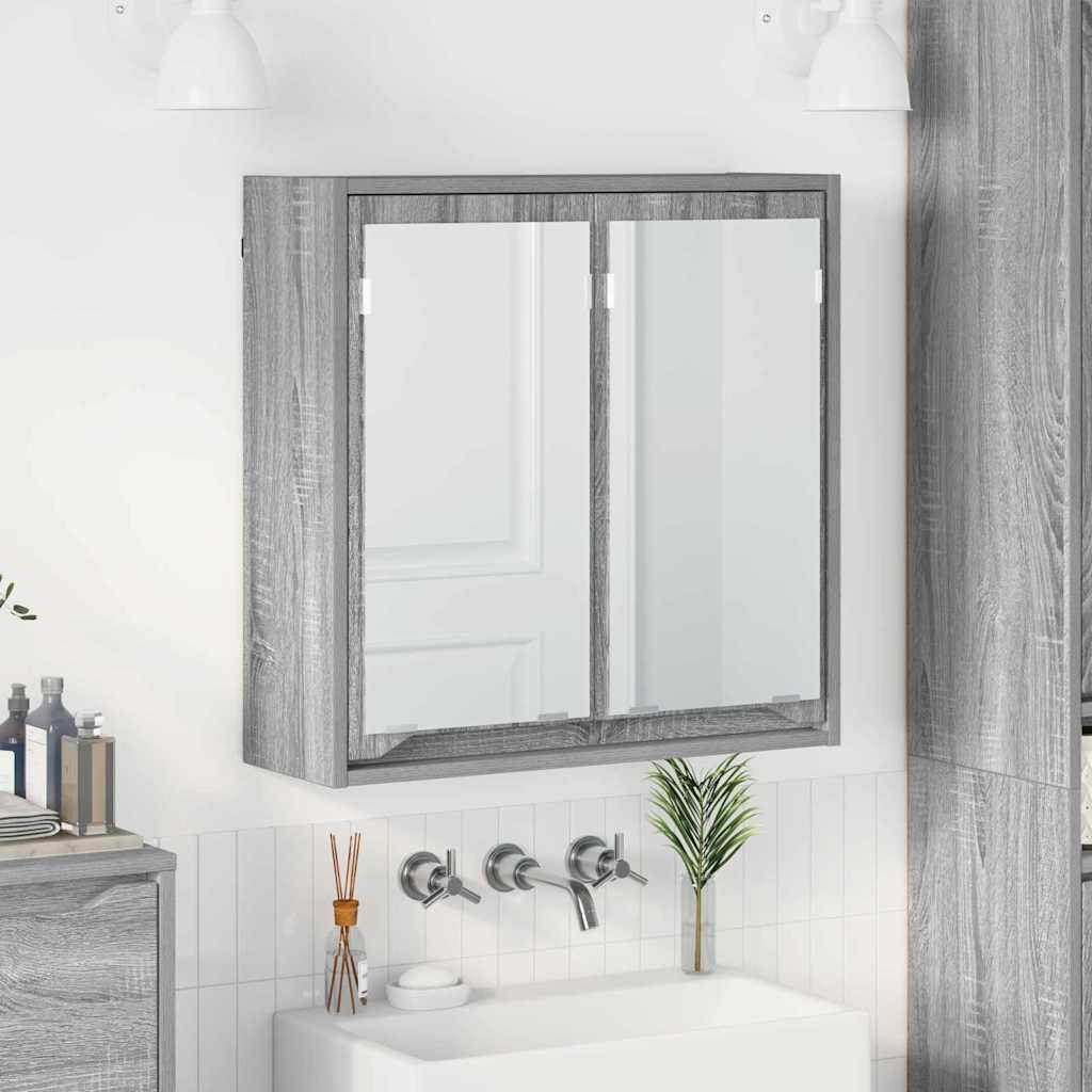 Badezimmerspiegelschrank Grau 60x60 cm