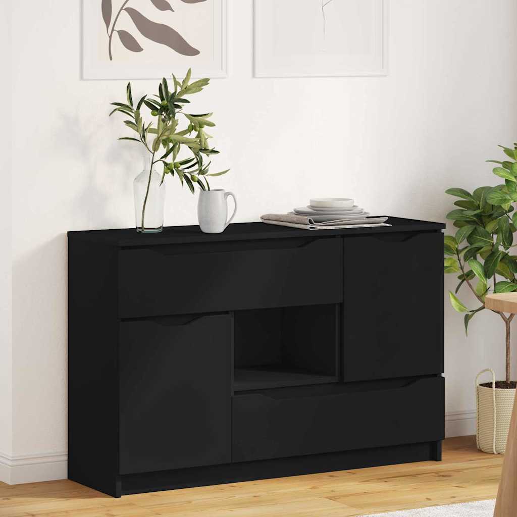 vidaXL Buffet avec tiroirs Noir 100 x 30 x 65,6 cm Bois d'ingénierie