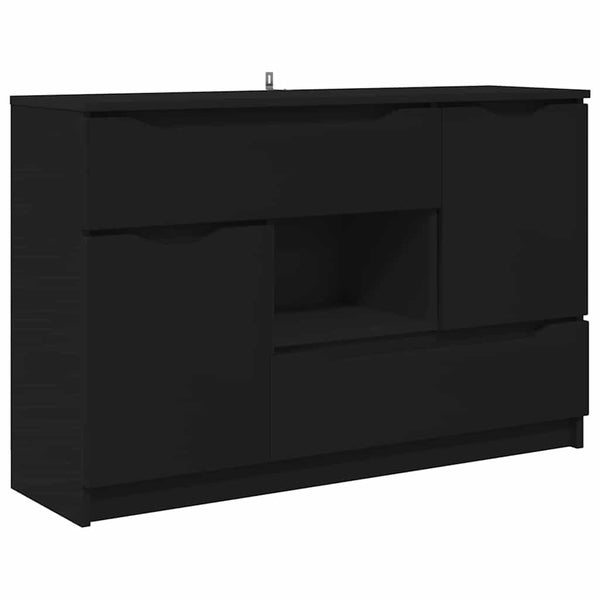 vidaXL Buffet avec tiroirs Noir 100 x 30 x 65,6 cm Bois d'ingénierie