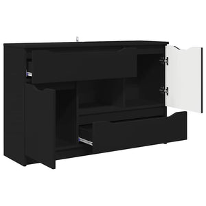 vidaXL Buffet avec tiroirs Noir 100 x 30 x 65,6 cm Bois d'ingénierie