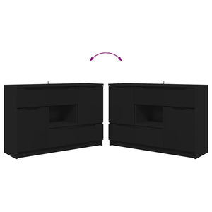 vidaXL Buffet avec tiroirs Noir 100 x 30 x 65,6 cm Bois d'ingénierie