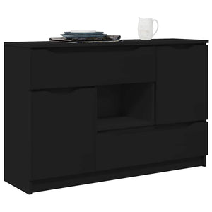 vidaXL Buffet avec tiroirs Noir 100 x 30 x 65,6 cm Bois d'ingénierie