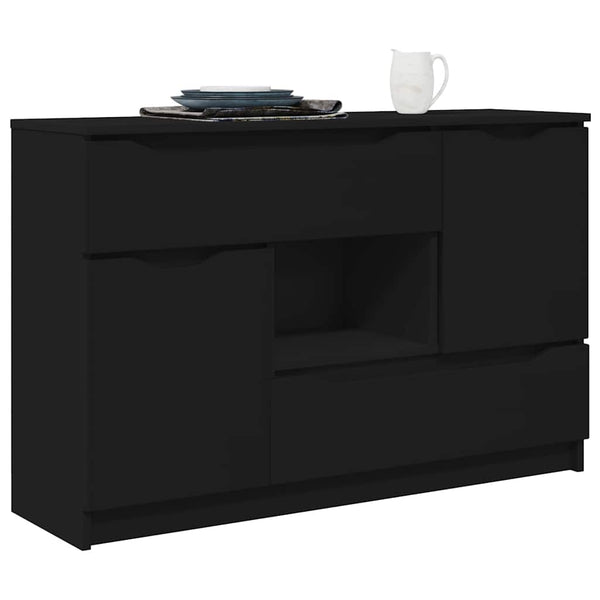 vidaXL Buffet avec tiroirs Noir 100 x 30 x 65,6 cm Bois d'ingénierie