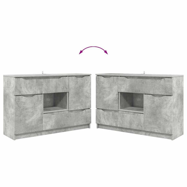 vidaXL Bahut gris béton 100 x 30 x 65,6 cm Bois d'ingénierie