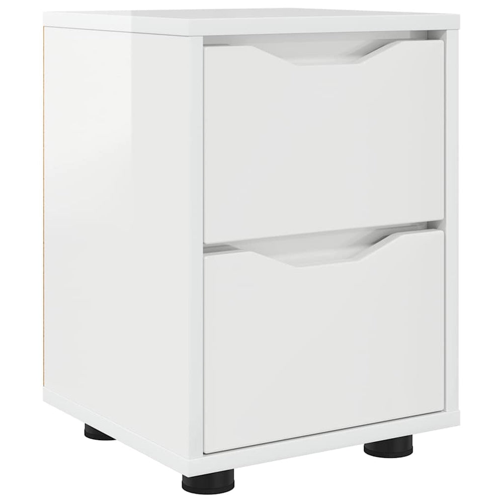 vidaXL Bedside Cabinet High Gloss White 30.5 x 30 x 43 cm Engineered Wood