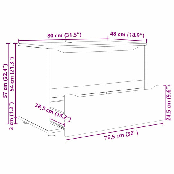 Aufbewahrungsschrank Sonoma Eiche 80x48x57cm