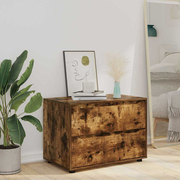 vidaXL Armoire de rangement Chêne fumé 80 x 48 x 57 cm