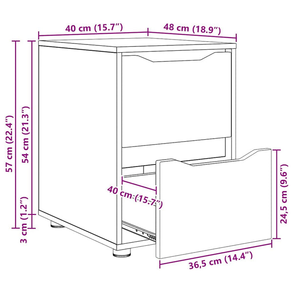 vidaXL Armoire de rangement en bois recyclé 40 x 48 x 57 cm en bois d'ingénierie