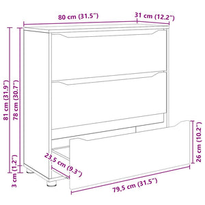 Sonoma Eiche Aufbewahrungsschrank 80x31x81cm
