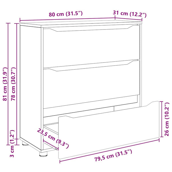 vidaXL Armoire de rangement chêne artisan 80 x 31 x 81 cm