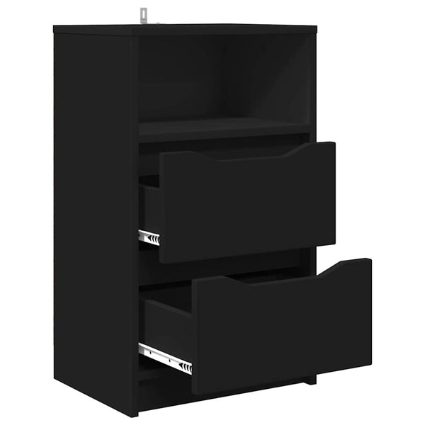 Schwarzer Nachttisch mit Schublade