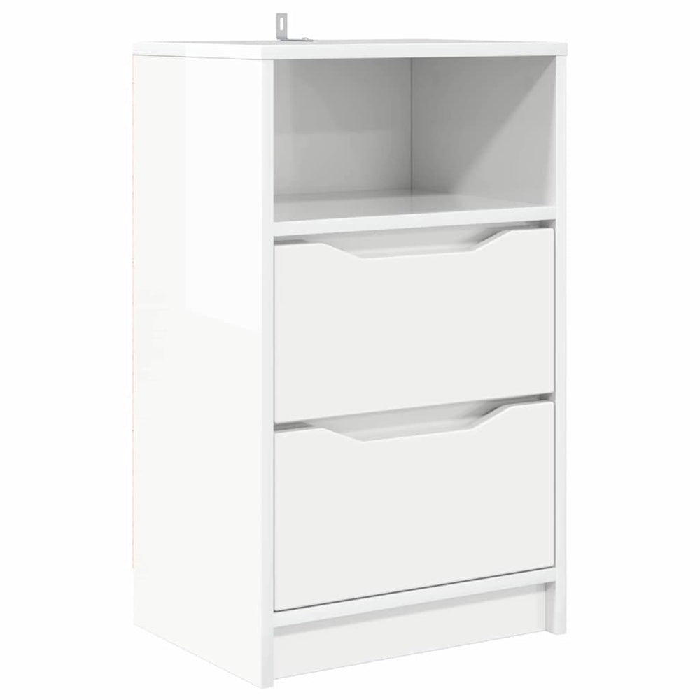 Weißer Nachttisch Hochglanz 40cm