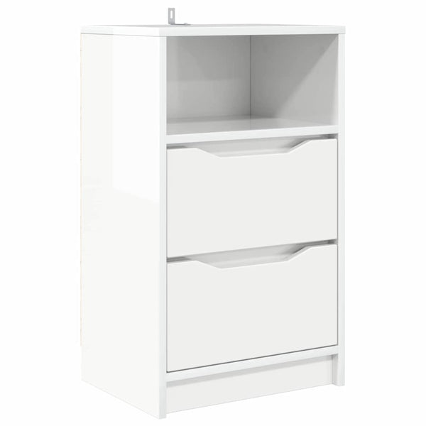Weißer Nachttisch Hochglanz 40cm