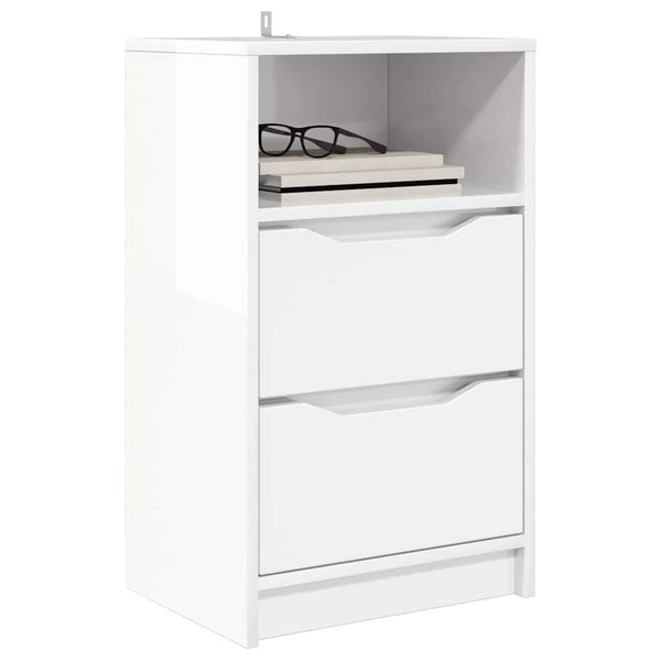 2er Set Nachttische Weiß Hochglanz