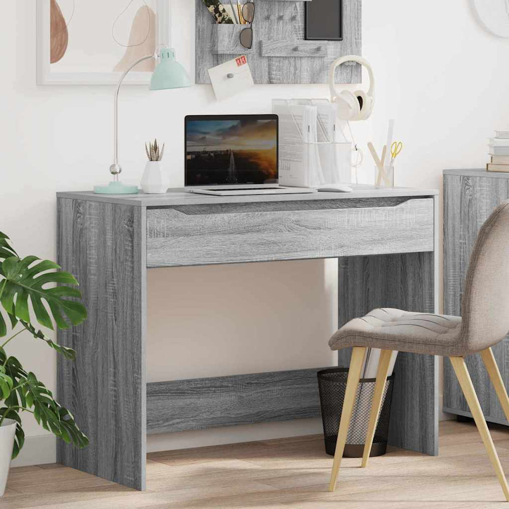 Schreibtisch Sonoma Grau 100cm mit Schublade
