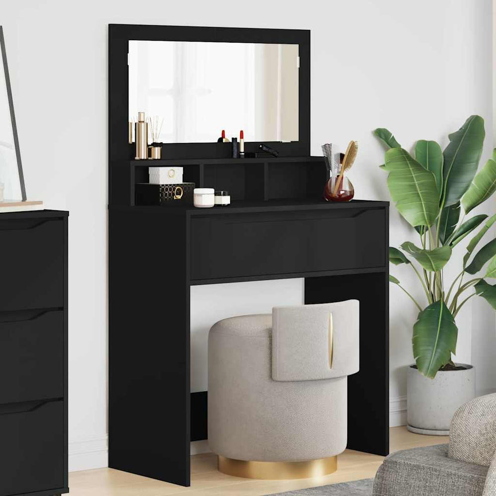 Schwarzer Schlafzimmer-Schminktisch mit Schubladen