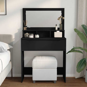 Schwarzer Schlafzimmer-Schminktisch mit Schubladen