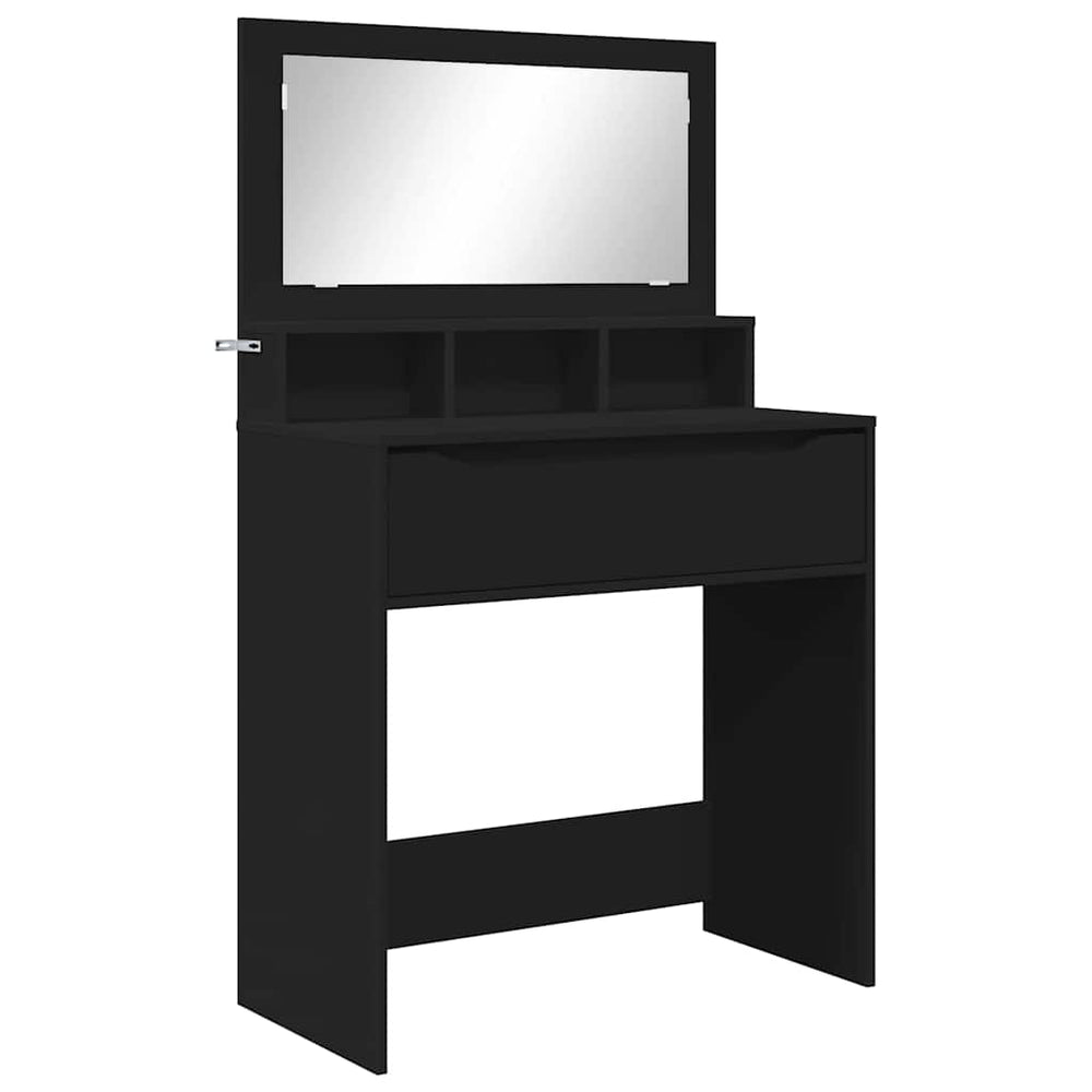 Schwarzer Schlafzimmer-Schminktisch mit Schubladen