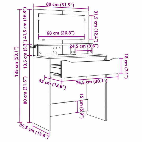 Schwarzer Schlafzimmer-Schminktisch mit Schubladen