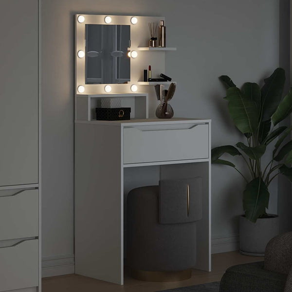 Schminktisch mit Regal Weiß 80 cm