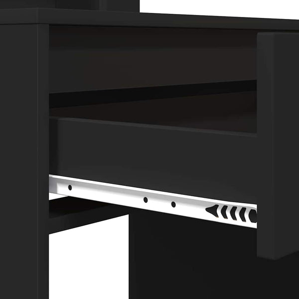 Schwarzer Schminktisch mit Regal, 80 cm