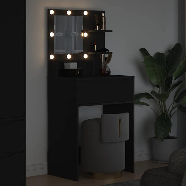 Schwarzer Schminktisch mit Regal, 80 cm