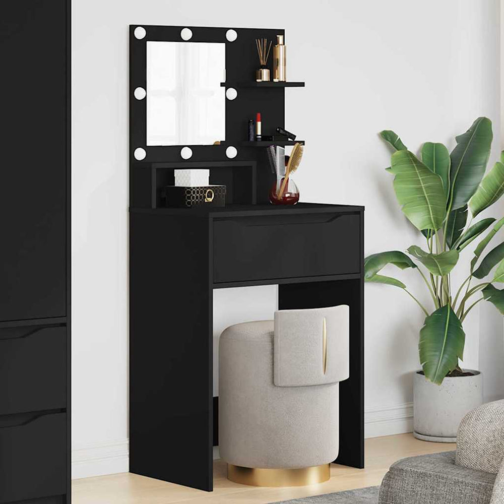 Schwarzer Schminktisch mit Regal, 80 cm