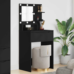 Schwarzer Schminktisch mit Regal, 80 cm