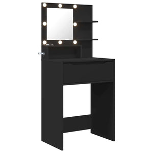 Schwarzer Schminktisch mit Regal, 80 cm