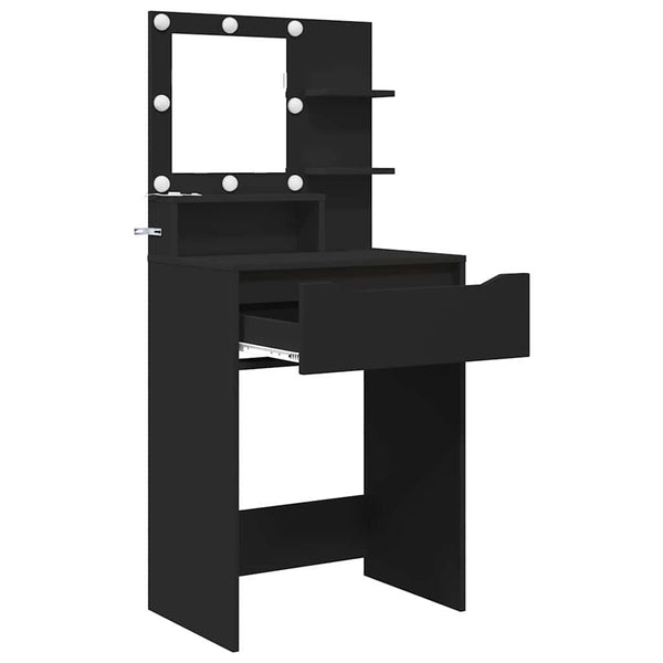 Schwarzer Schminktisch mit Regal, 80 cm
