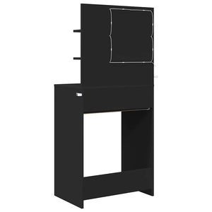 Schwarzer Schminktisch mit Regal, 80 cm