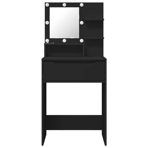 Schwarzer Schminktisch mit Regal, 80 cm