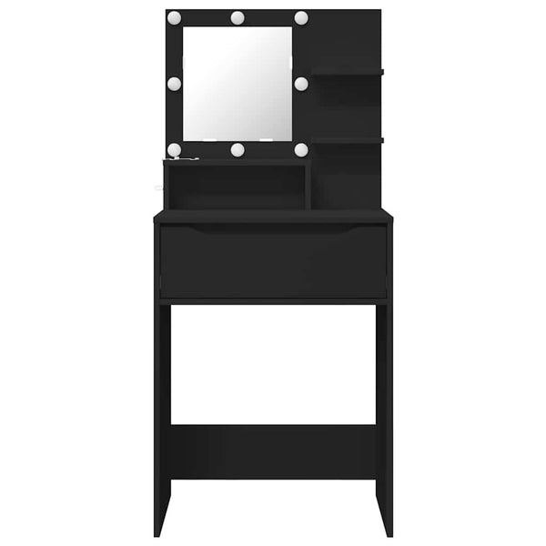Schwarzer Schminktisch mit Regal, 80 cm