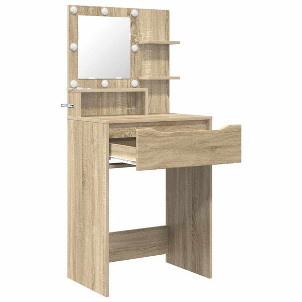 Schminktisch Sonoma-Eiche mit LED-Beleuchtung