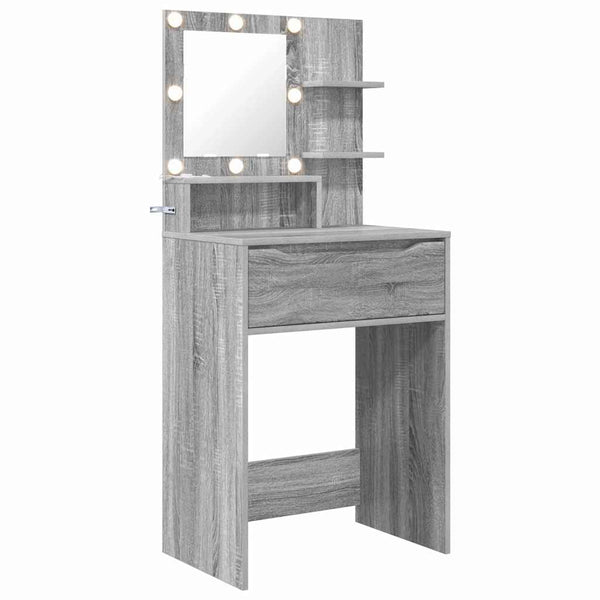 Schminktisch mit Spiegel, Grau Sonoma, 80 cm