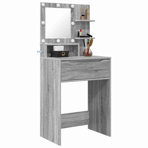 Schminktisch mit Spiegel, Grau Sonoma, 80 cm