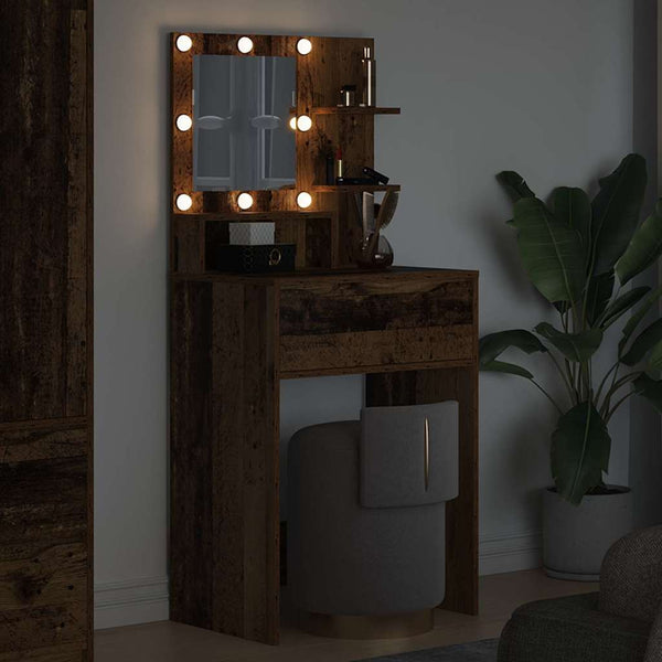 Schminktisch mit Regal Altholz 80 cm