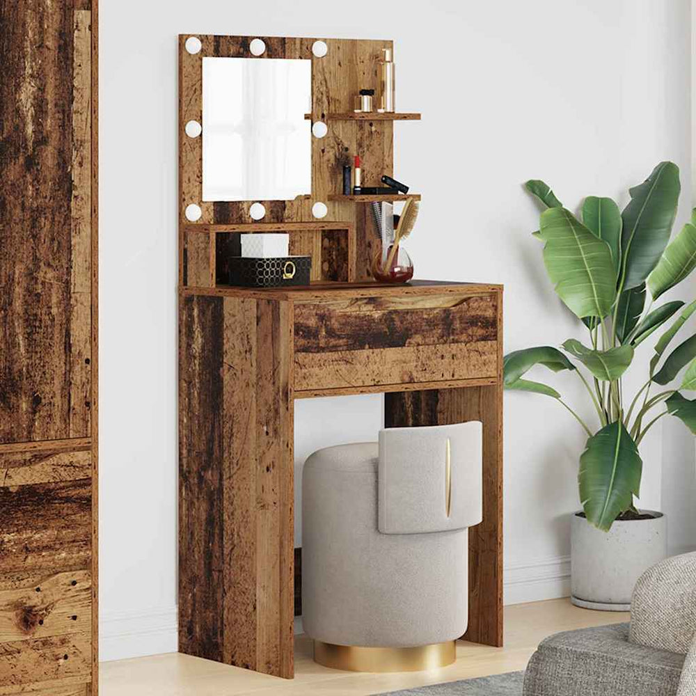 Schminktisch mit Regal Altholz 80 cm