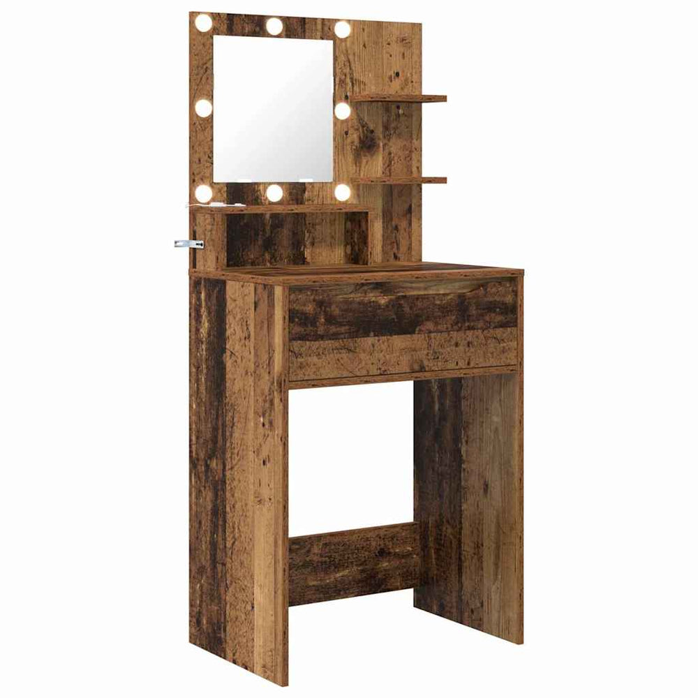 Schminktisch mit Regal Altholz 80 cm