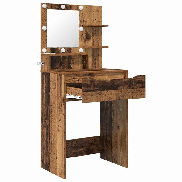 Schminktisch mit Regal Altholz 80 cm