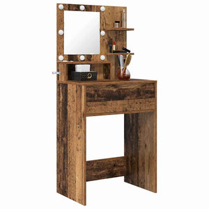 Schminktisch mit Regal Altholz 80 cm