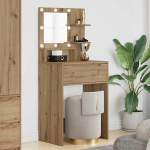 Schminktisch Artisan Eiche mit Hollywood-Lichtern