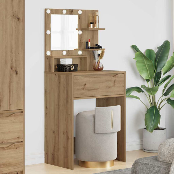 Schminktisch Artisan Eiche mit Hollywood-Lichtern