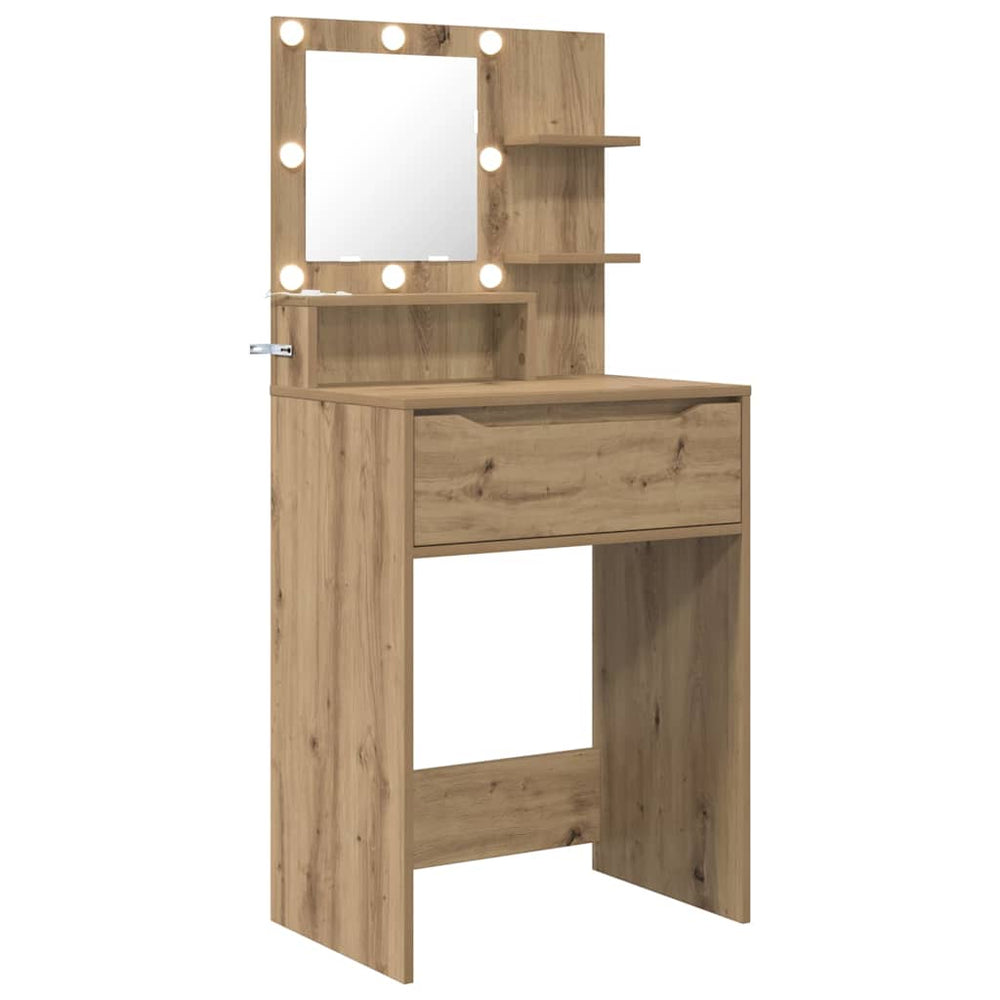 Schminktisch Artisan Eiche mit Hollywood-Lichtern