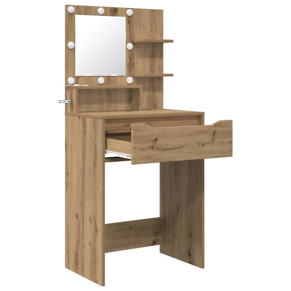 Schminktisch Artisan Eiche mit Hollywood-Lichtern