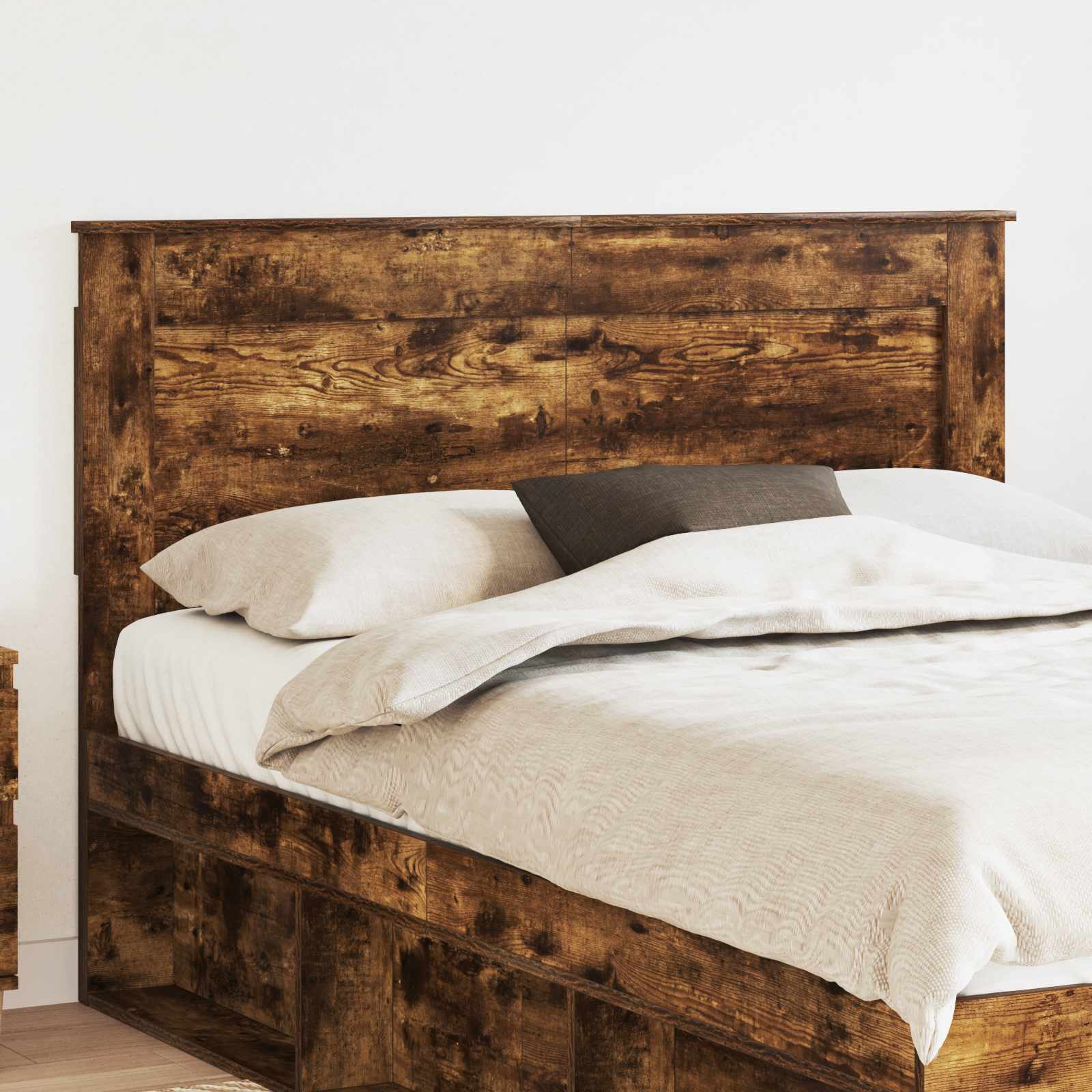 vidaXL Tête de lit avec tête de lit Chêne fumé 160 cm Bois d'ingénierie