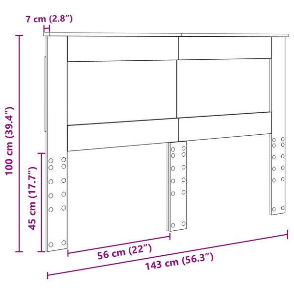 vidaXL Tête de lit avec panneau de tête Chêne Sonoma 140 cm Bois d'ingénierie