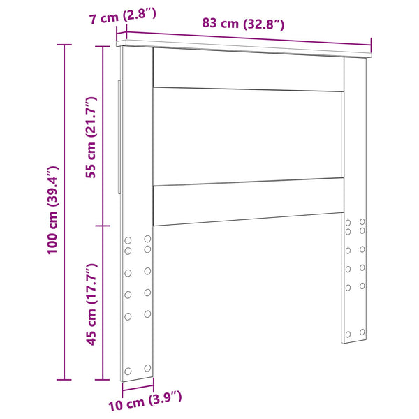 vidaXL Tête de lit avec tête de lit en bois de récupération 80 cm en bois d'ingénierie