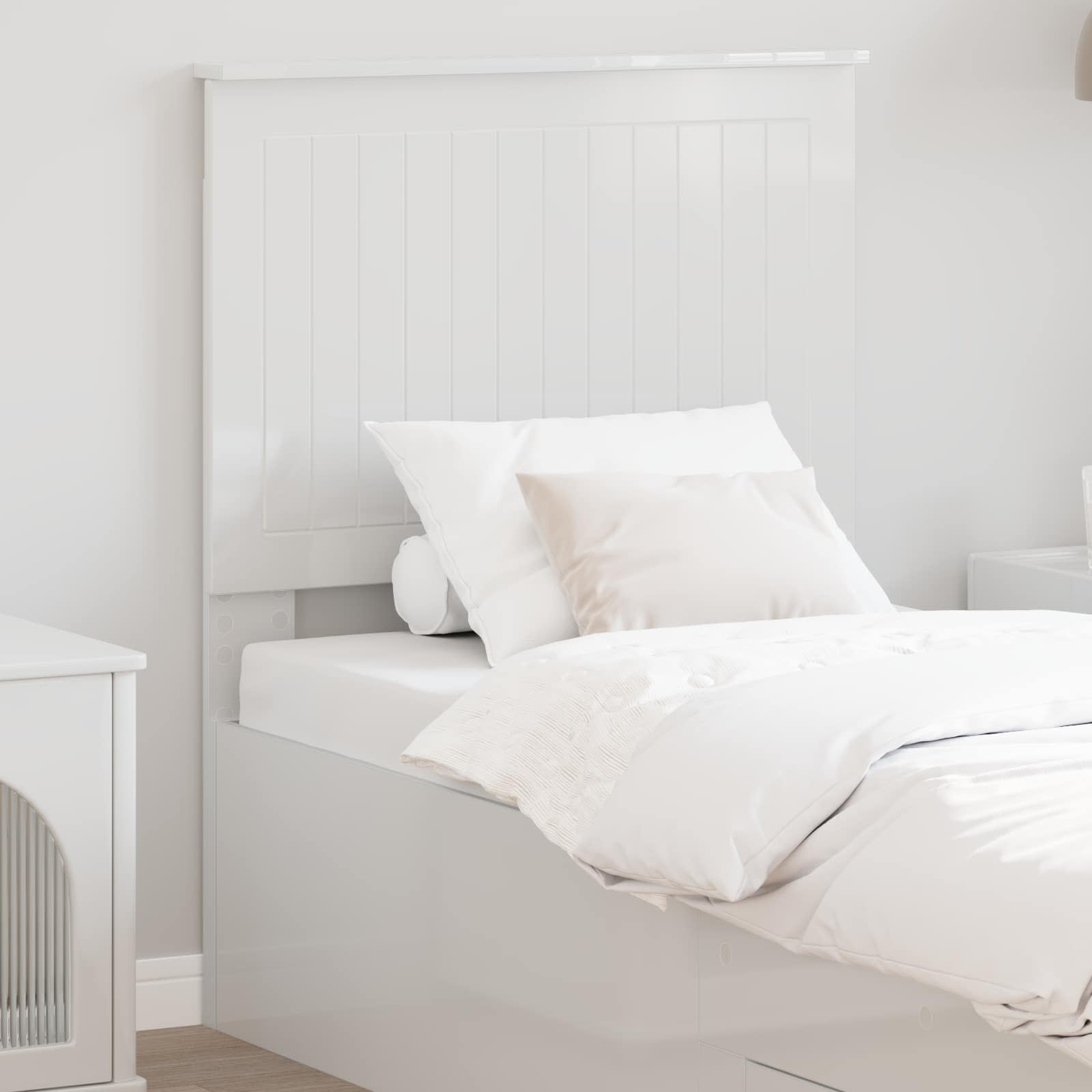 vidaXL Tête de lit avec panneau de lit Blanc brillant 75 cm Bois d'ingénierie