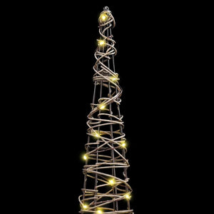 Weihnachtsbaum 3er Set Warmweiß Rattan 80cm
